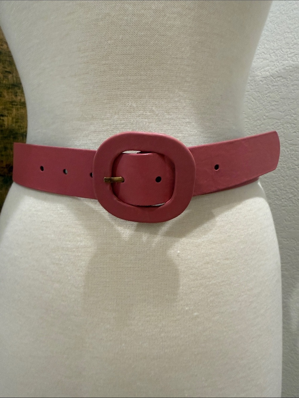 Zara Matte Rose Pink Wide Women's Belt with Rounded Buckle